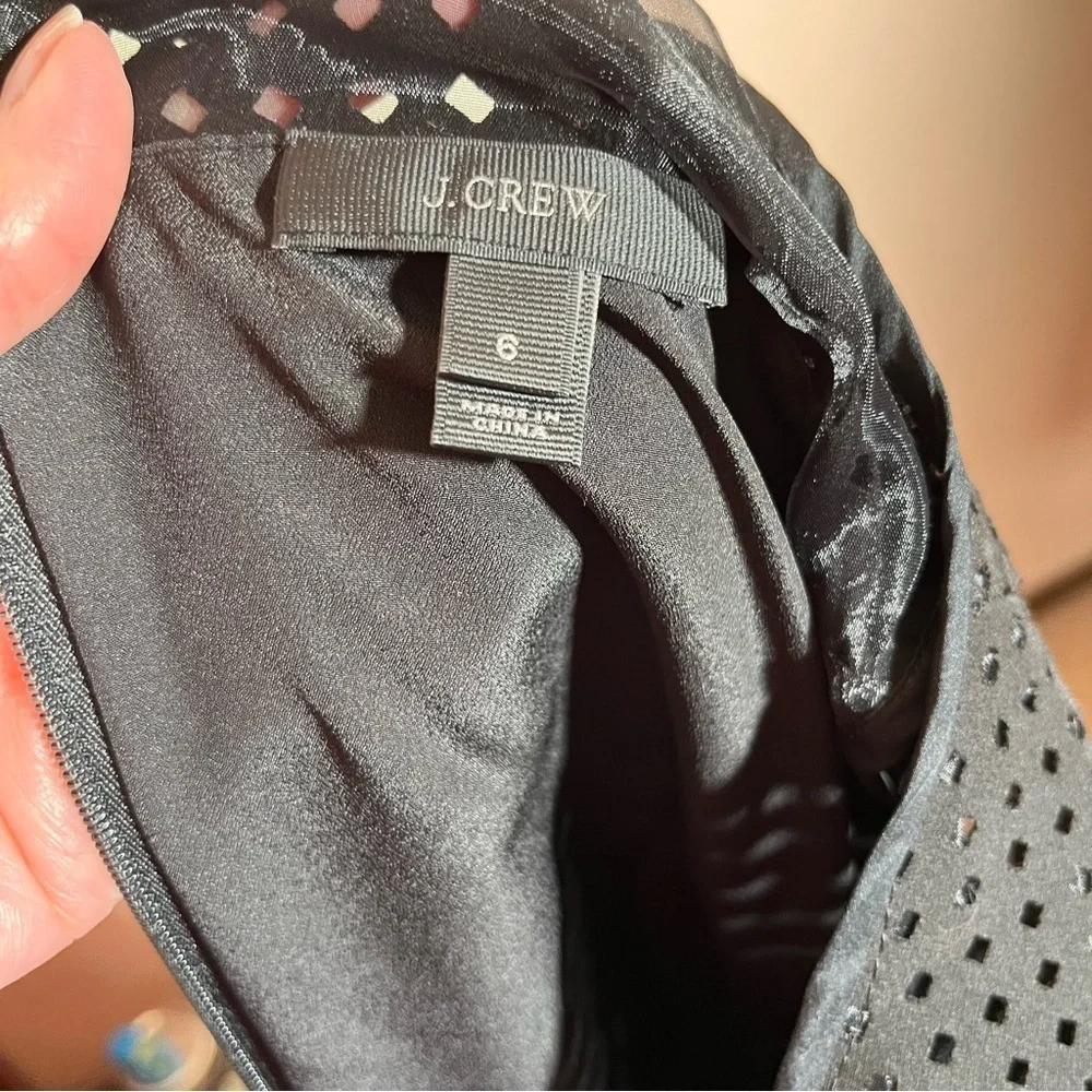 J.CREW LBD fit and flare classic black sleeveless mini dress Cocktail Silk deco
